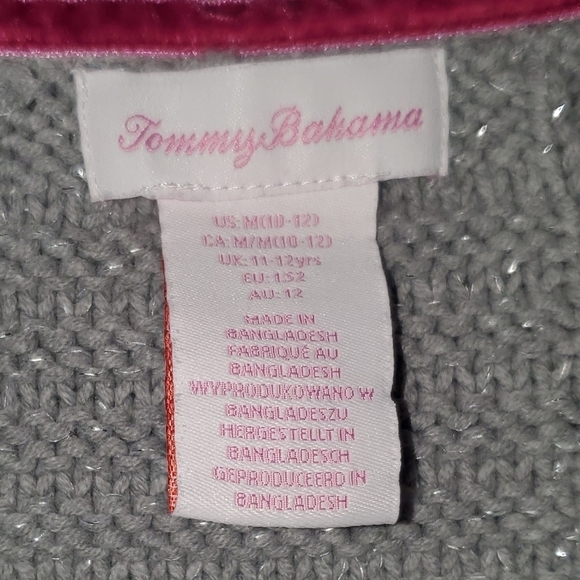 Tommy Bahama Girls open front silver sparkle cardigan size M10-12 - Picture 3 of 5